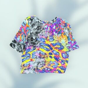 NWOT Amanda Uprichard Multicolor Abstract Silk Top Size Small